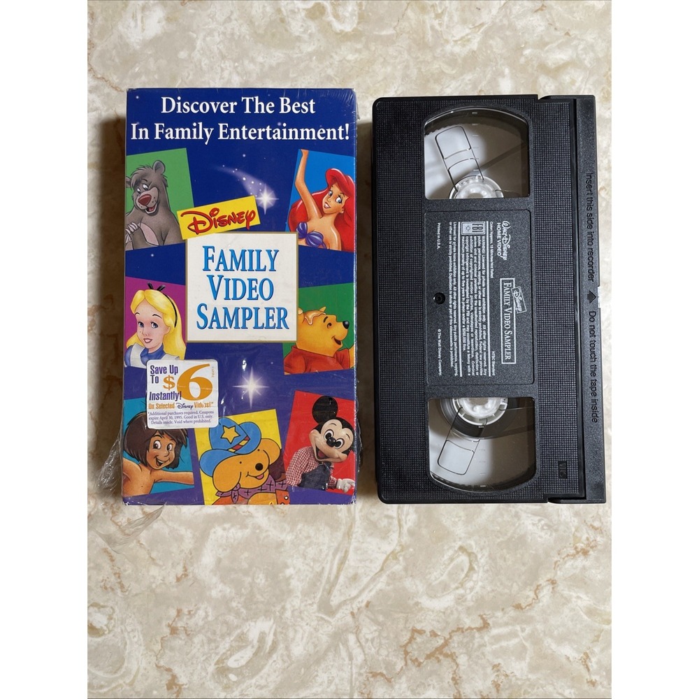Disney Family Video Sampler VHS - Spot Alice Mermaid Mickey Sing Along Winnie